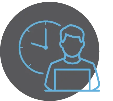 Icon-1 set your own schedule icon - blue on gray background