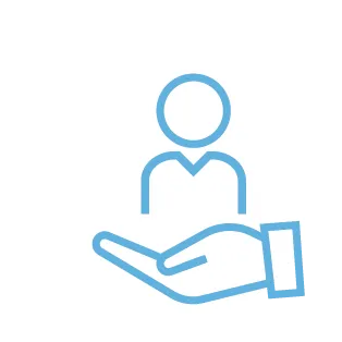 Blue sales support icon