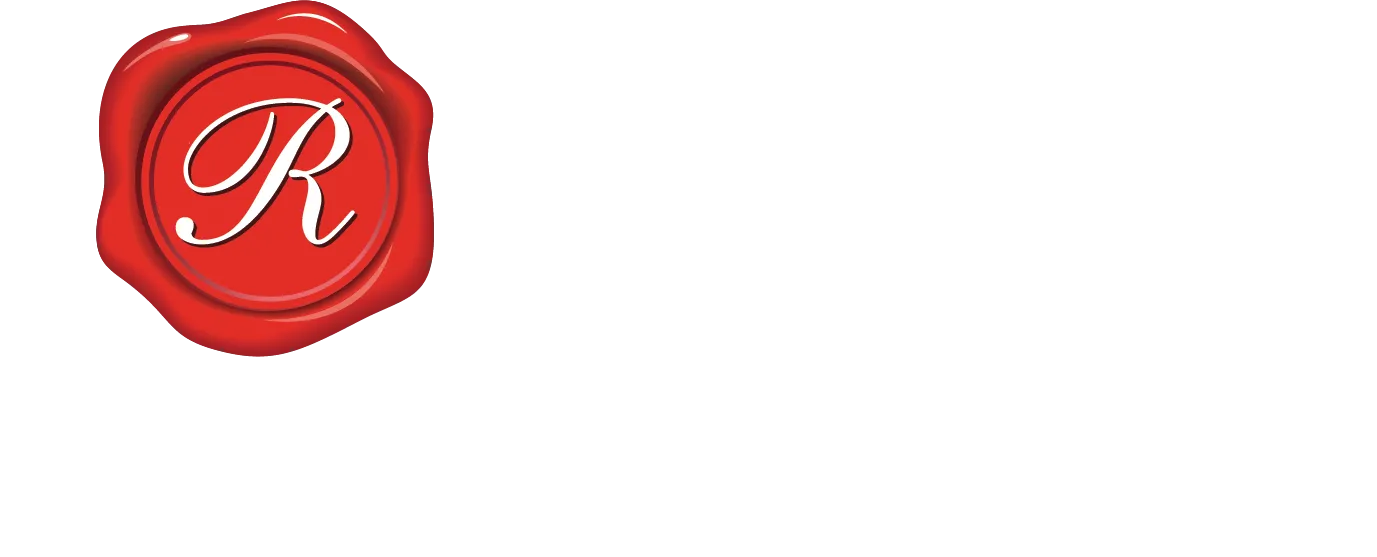 RSVP seal stamp logo with white lettering