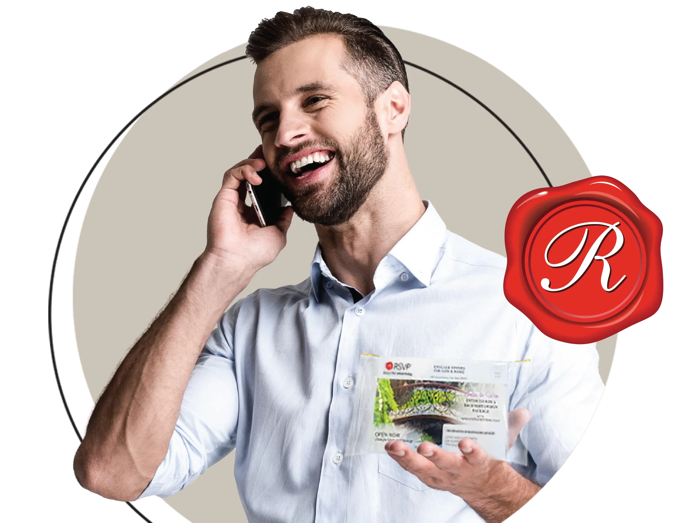 RSVP franchise owner talking on the phone and smiling